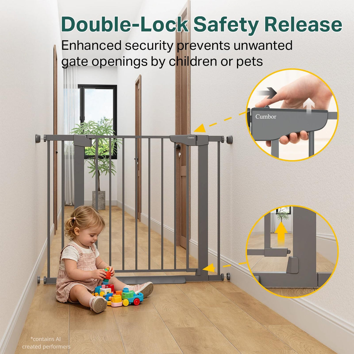 30 40.6 in Baby Gate for Stairs and Doorways (Cool Gray / 30-40.6"W x 30.5"H)