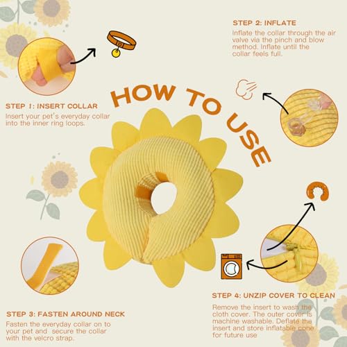 Inflatable Recovery Dog Collar (Sunflower / Large (Neck:14''-17''))