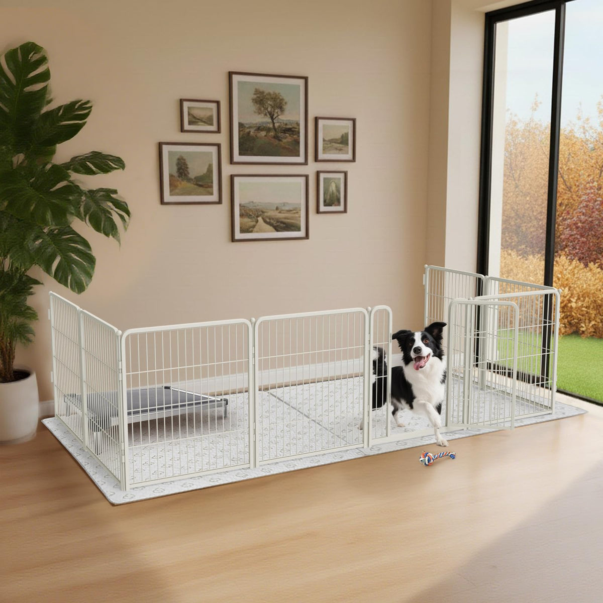 Homeplus Indoor Dog Playpen with Fence (White / 32"H)