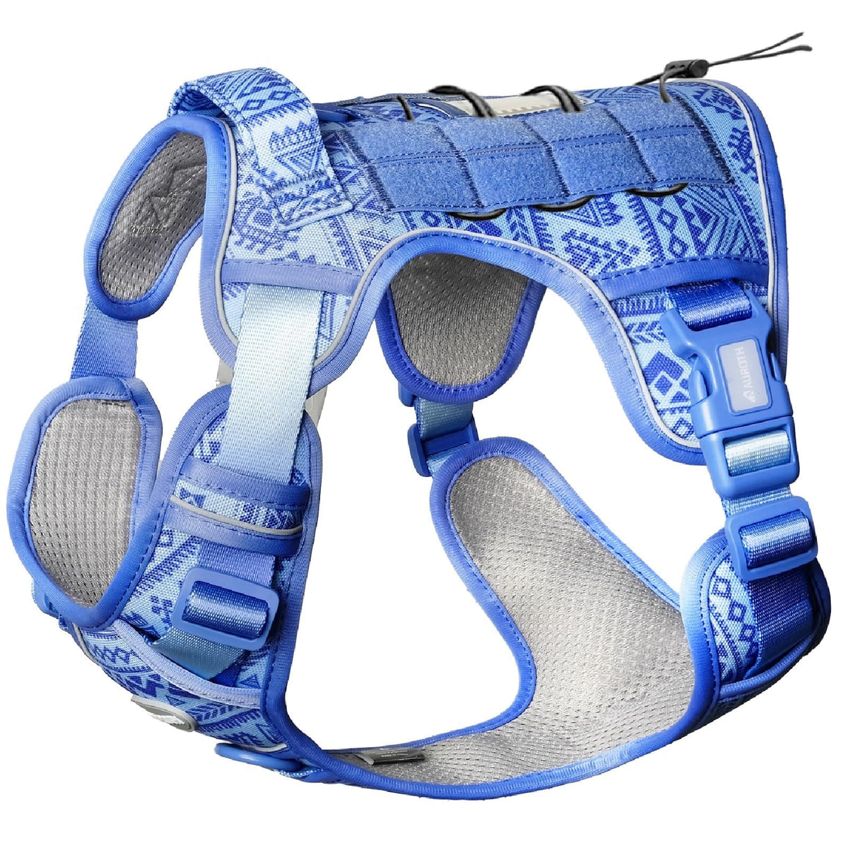 Dog Harness for Small Medium Dogs (Tribal Patterns-Blue / S(Neck:14-21",Chest:20-31"),18-35 lbs)