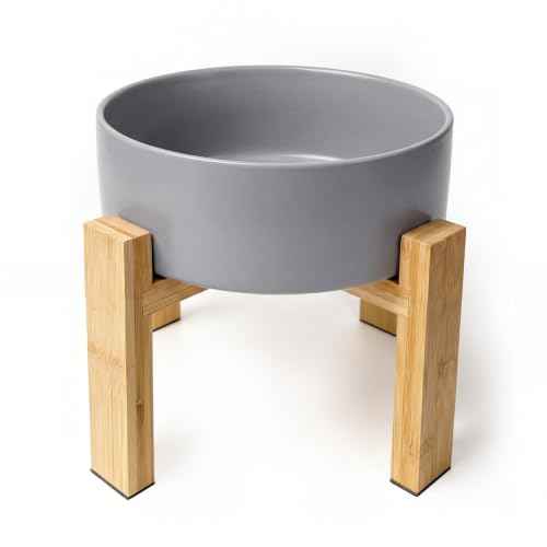 Elevated Ceramic Large Dog Bowl (Large / Grey)