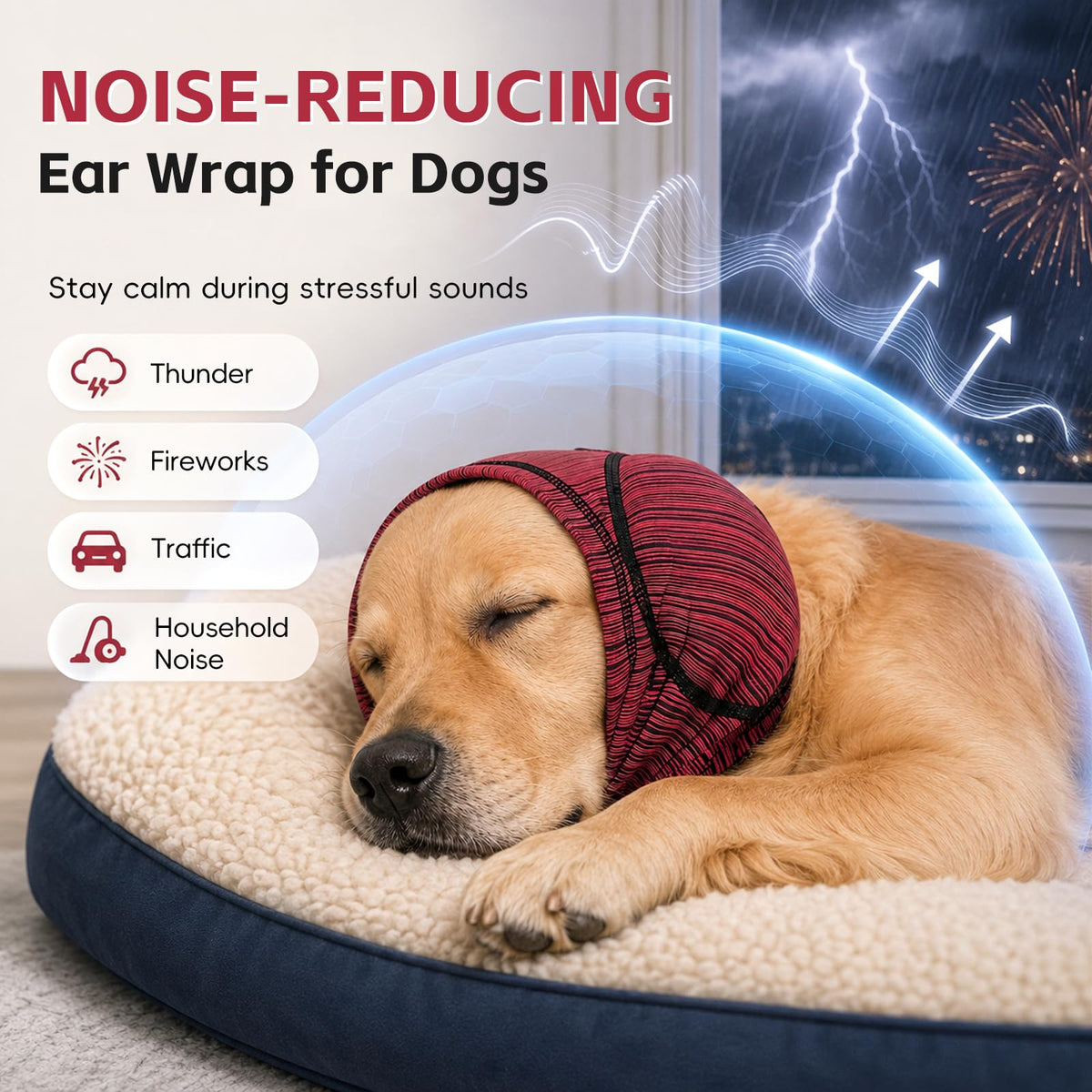 Dog Ear Muffs (Red / Small(Head Circle:12"-14"))