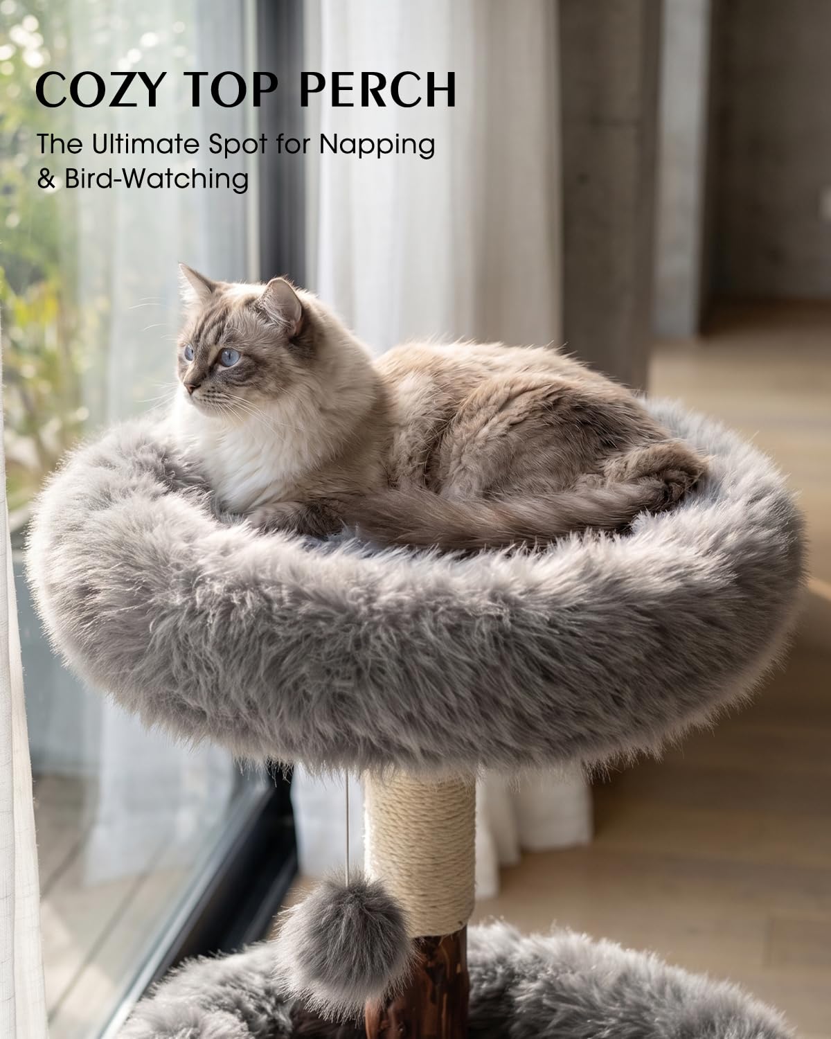 Solid Wood Cat Tree (Charcoal Grey / Small)
