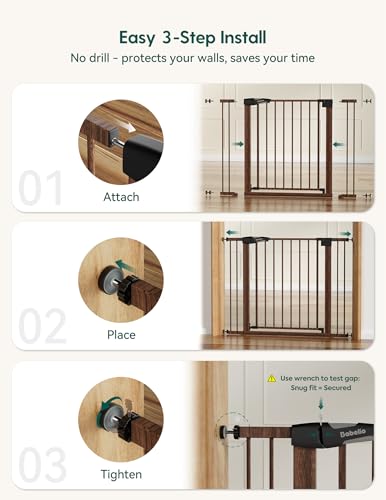 29 55" Extra Wide Baby Gate (Black Wood Pattern / 30" Tall, 29-55" Wide)