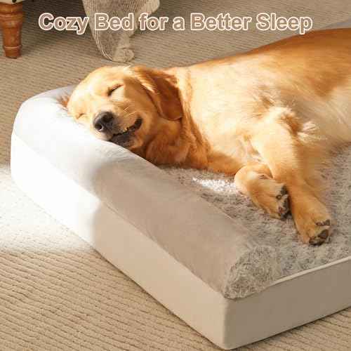 Orthopedic Washable XXL Dog Bed for Senior Dog Cozy Sleep (54"l x 36"w x 7"th / Light Grey)