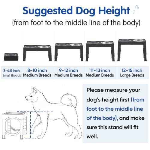 Elevated Dog Bowls Large Breed Raised Dogs Bowl Stand Large (A-Black)