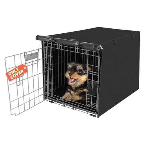 Dog Crate Cover Waterproof Kennel Cover (24.0"L x 18.0"W x 20.0"H / Black)