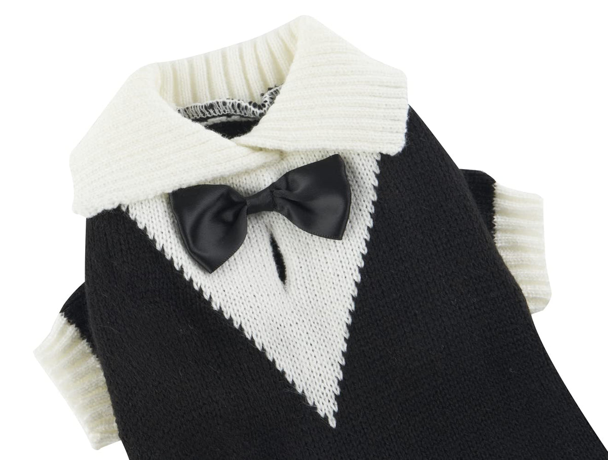 Dog Tuxedo Bow Tie Wedding Party Suit (X-Large / Black White Tuxedo)