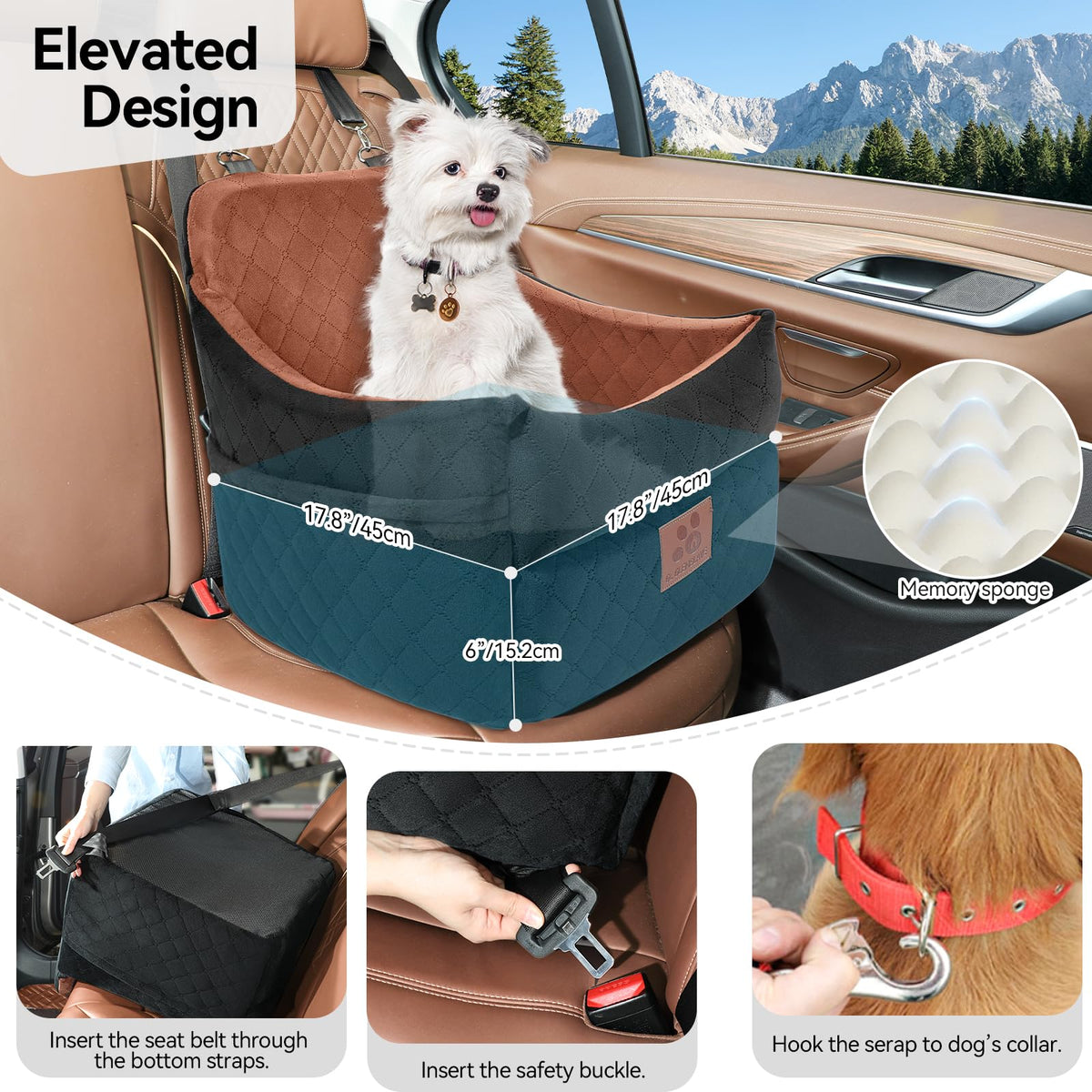 Dog Car Seat for Small (Black/Brown)