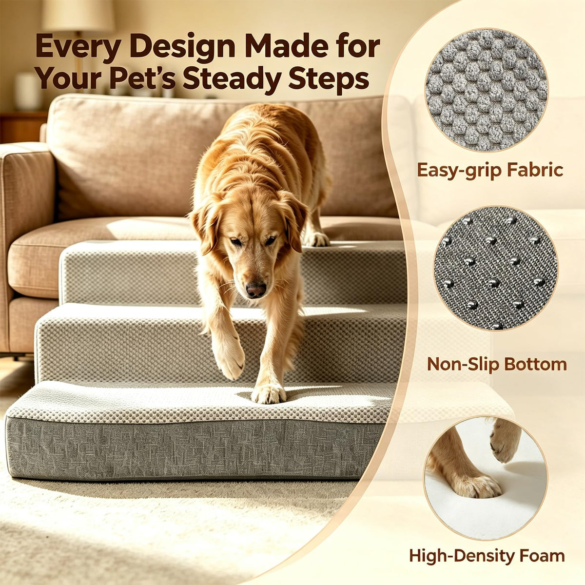 36" Extra Wide Dog Stairs for Large Dogs (Gray / Extra Wide)