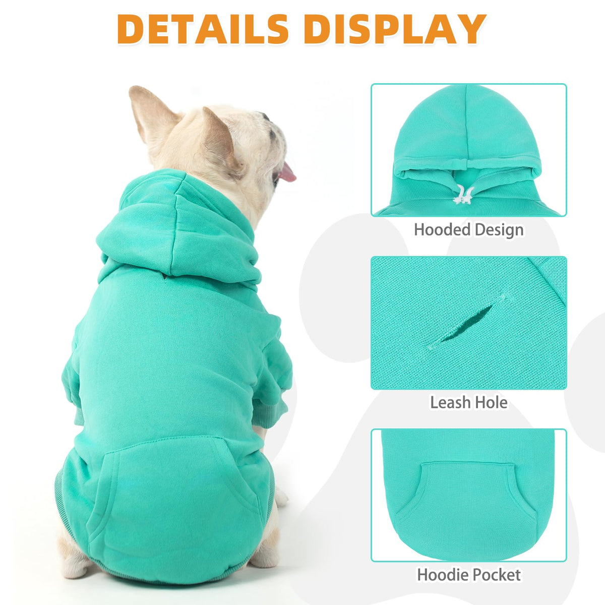 Dog Hoodie for Small Medium Dogs Cats (Lake Blue / X-Small)