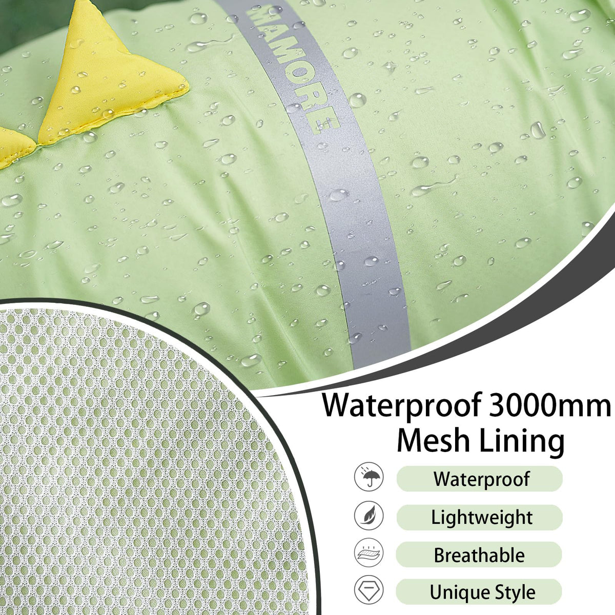 Dog Raincoat Waterproof Reflective Adjustable Hooded Dog Rain Coat with Leash Hole (Green Dinosaur / Medium(13-22lb))