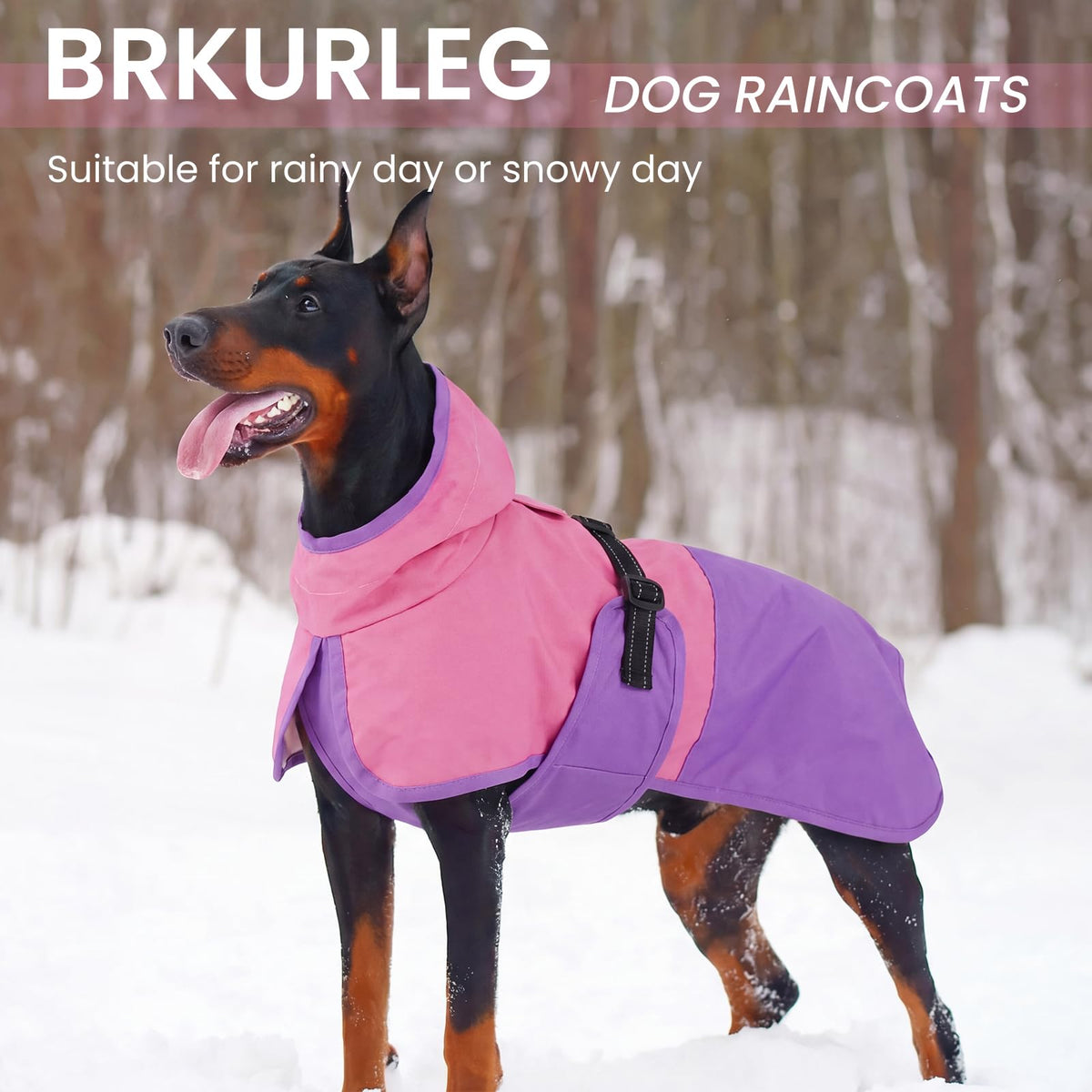 Dog Raincoat Waterproof Rain Jacket with Hood (XXL(Back Length23.6") / Pink Purple)