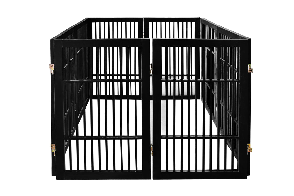 Pet Dog Gate Freestanding (8 Panel 30" Tall / Black Pet Gate)