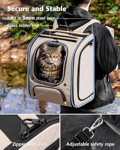 Cat Backpack Carrier (Khaki / 14.9"L x 11.0"W x 19.6"H)