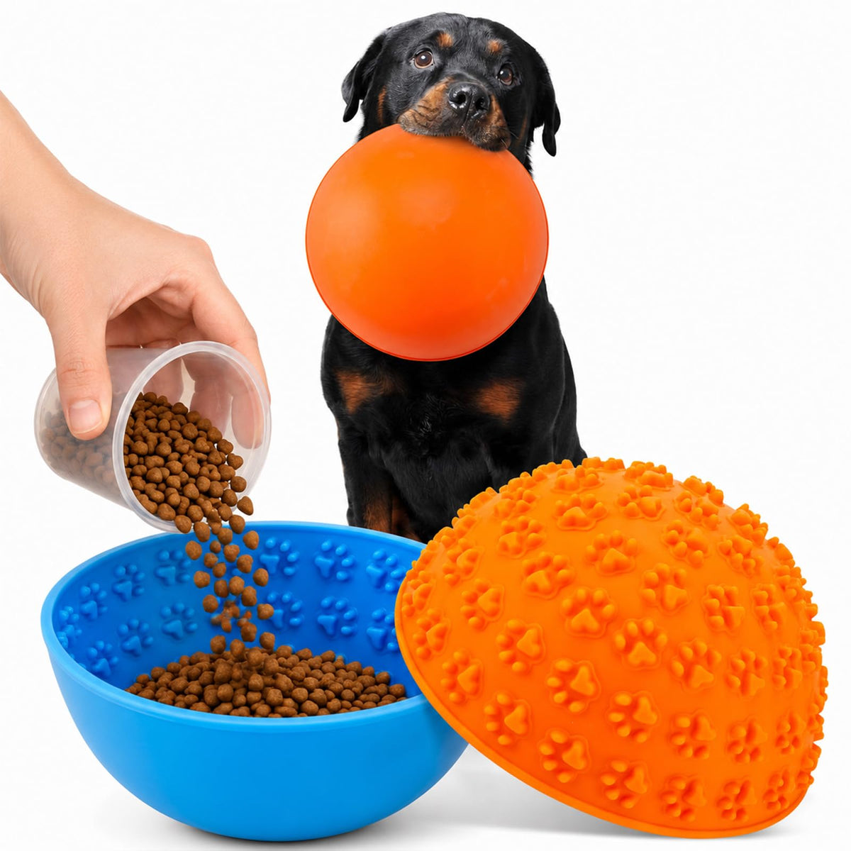 2 Pcs Dog Lick Bowl (Blue, Orange)