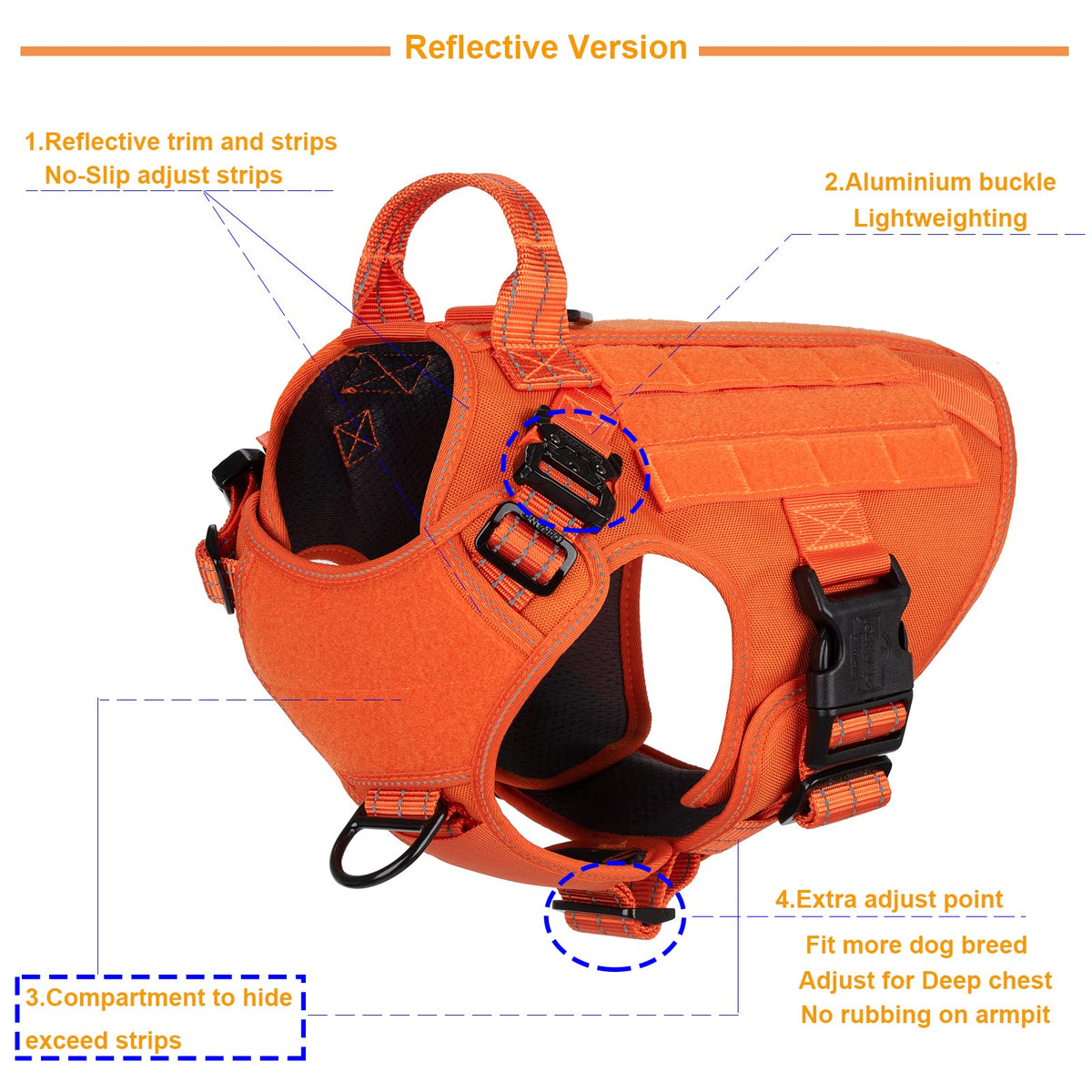 Tactical Dog Harness for Medium Dogs (Medium (Pack of 1) / Orange)