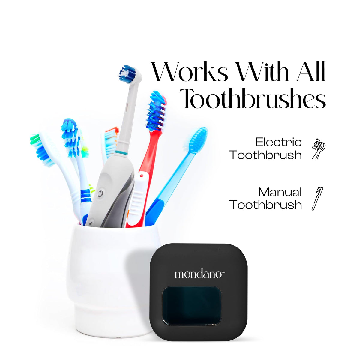 UV C Toothbrush Sanitizer and Holder (Midnight Black)