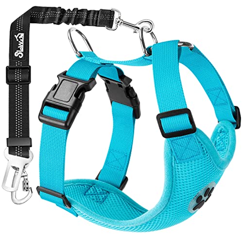 Dog Seat Belt and Harness for Car (Light Blue / XX-Small)