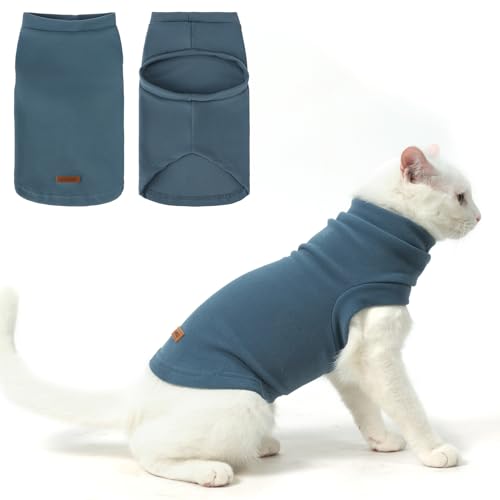 Cat Sweater Warm Fleece Pet Clothes for Cats Only (Blue / Medium)