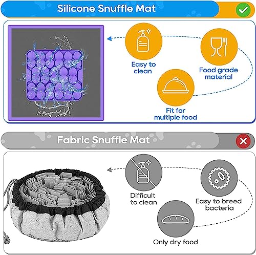 Small Silicone Snuffle Mat for Small Dogs Puppy Cat Slow Down Eating (Purple-S (8.1x7.5in))