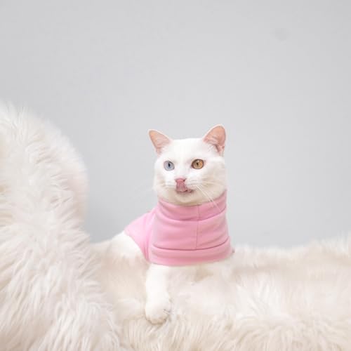 Cat Sweater Warm Fleece Pet Clothes for Cats Only (Pink / Small)