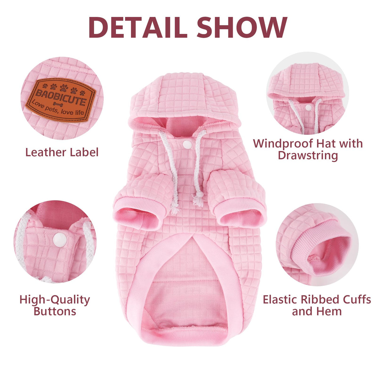 2 Pack Dog Hoodie Sweaters for Small Medium Dogs Warm Dog Clothes for Large Dogs Soft Waffle (Pink+Rose / 3XL (Back: 29.5",Chest: 36.5", 99+lbs))