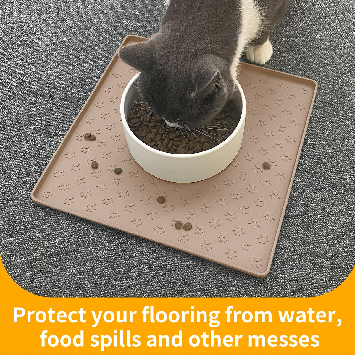 Dog Food Mat Anti (11.8"L x 11.8"W / Taupe)