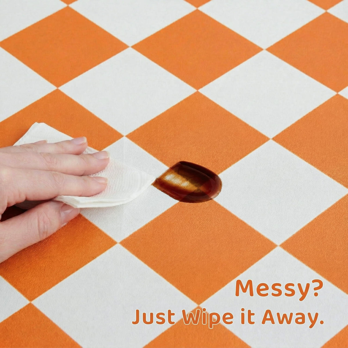 Checkered Dog Feeding Mat (24"L x 16"W / Orange)