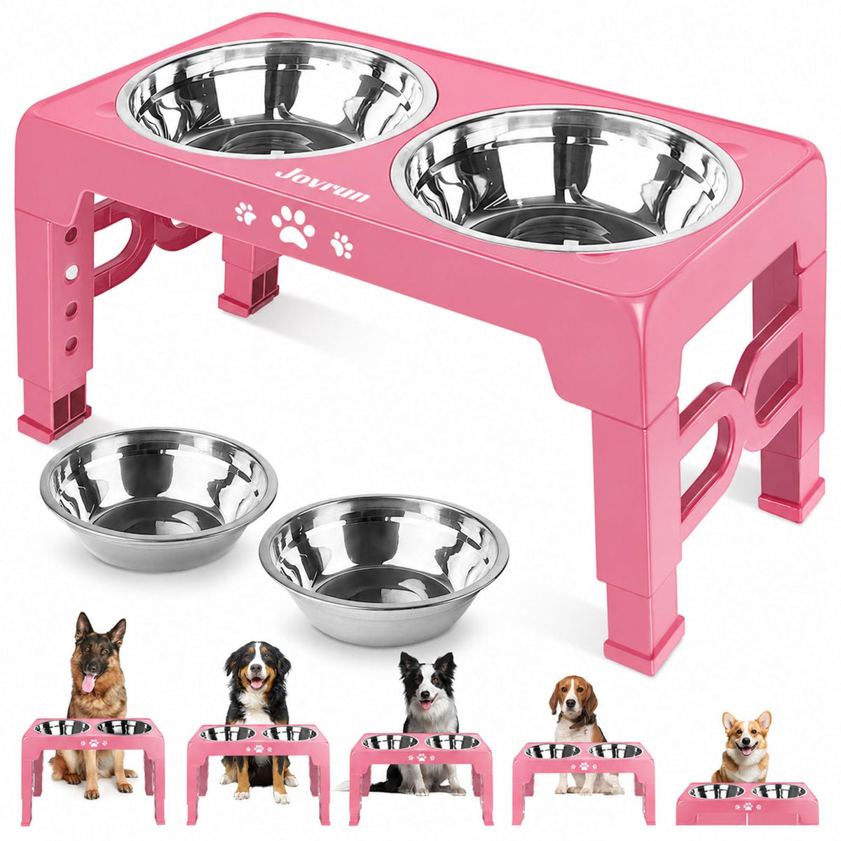 Elevated Dog Bowls for Medium Large Size Dogs (Pink / Medium Large)