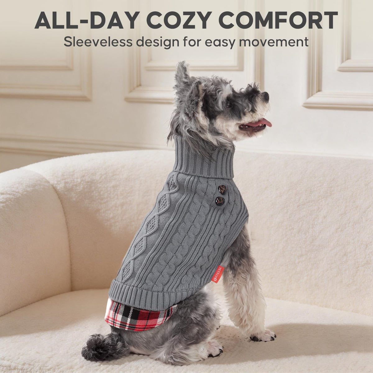 Dog Sweater for Small Dogs Turtleneck Thick Knit Pullover (X-Small (2-4lbs) / 1# Grey)