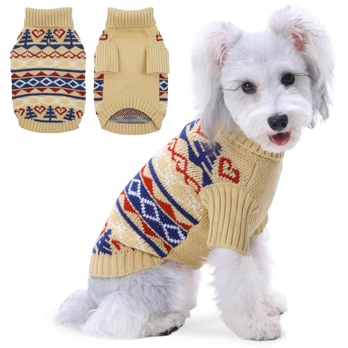 Ugly Christmas Dog Sweater with Leash Hole (X-Small / khaki)