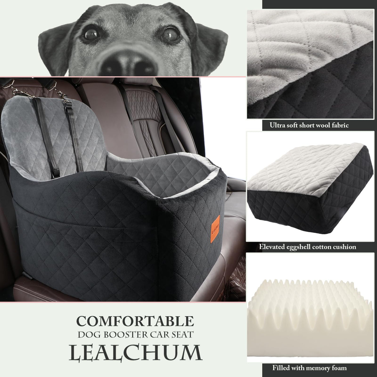 Dog Booster Car Seat for Small (Black/Grey / Medium)