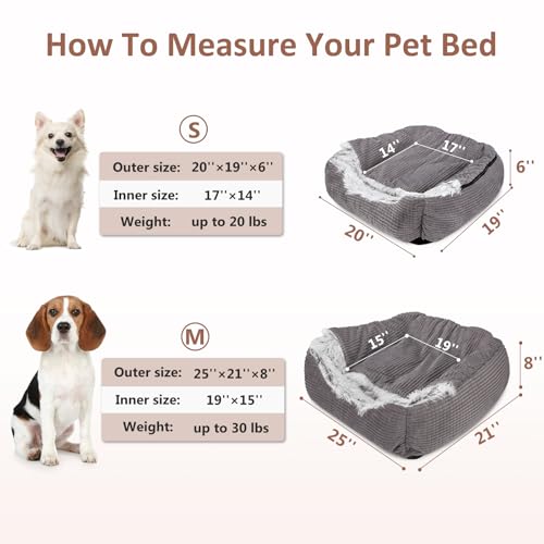 Dog Beds for Small Dogs with Blanket Attached (20.0"L x 19.0"W x 6.0"Th)