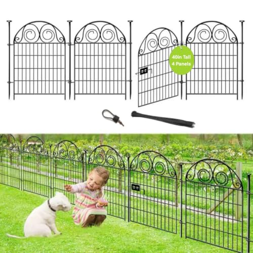 Tall Garden Fence with Gate (40''(H)-4panels-8.8ft(L))