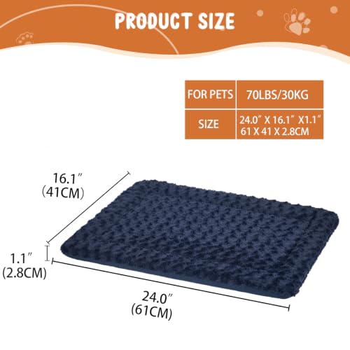 Dog Crate Pad for 24"x18" Dog Crate (Navy / S (24"x16.1"x1.1"）)