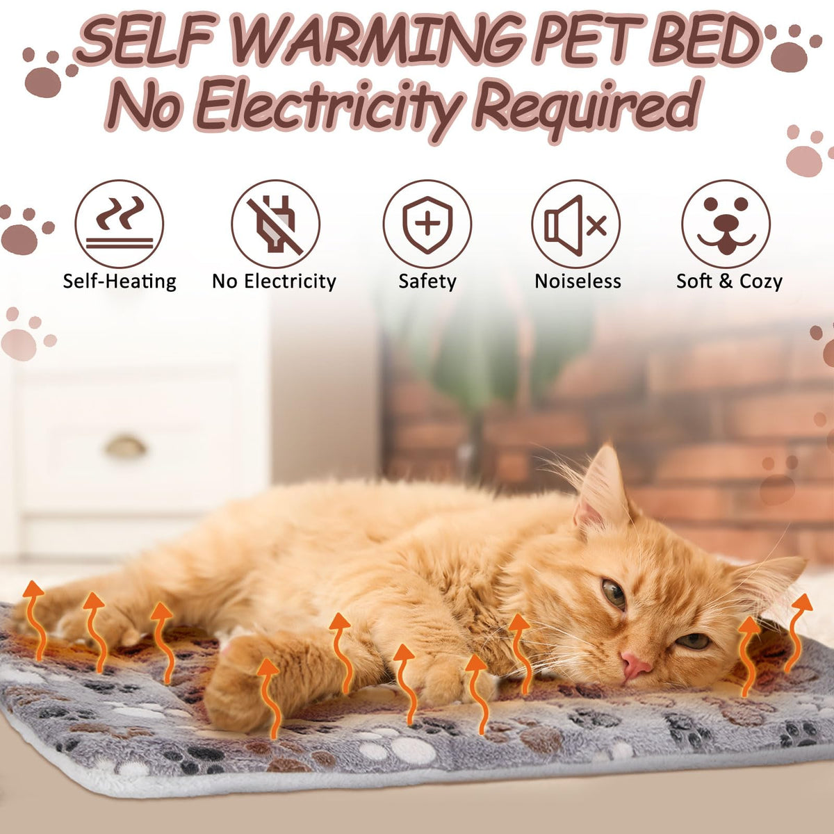 2 Pack Self Warming Cat Dog Bed Pad (Black / 21" X 14")