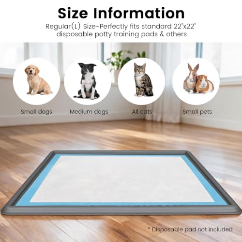 Dog Pee Pad Holder Tray (22"L x 22"W / Dark Gray)