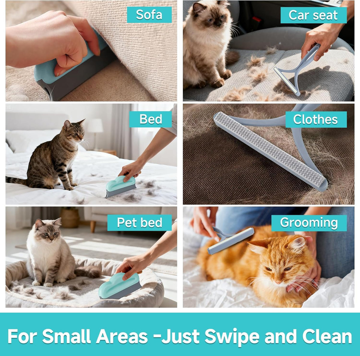 Carpet Rake for Pet Hair Removal Tool (Blue)