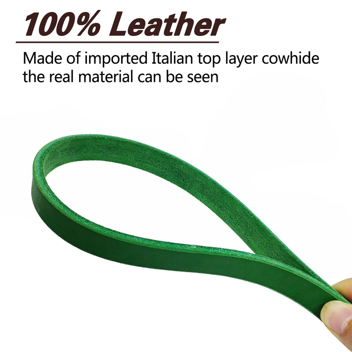 Leather Dog Leash 6ft x 3 (6 ft x 3/4 inch / Green)