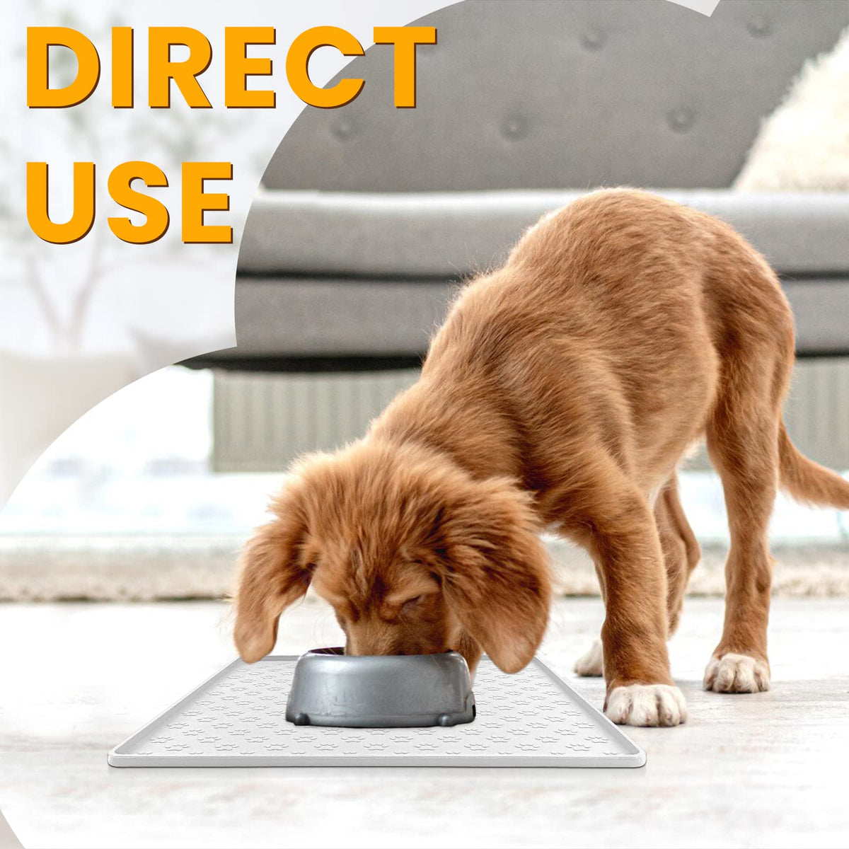 Pet Placemat for Dog and Cat (11.8"L x 11.8"W / White)