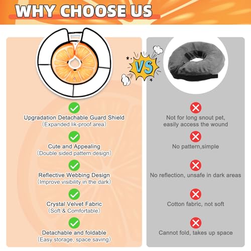 Inflatable Dog Cone Collar Alternative After Surgery (Orange with a transparent border / M+ (Neck:13-15in))