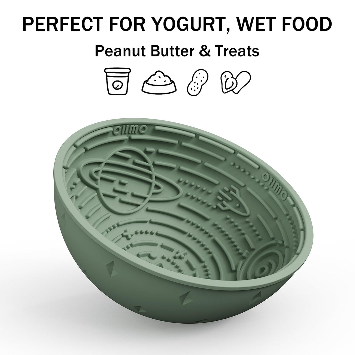 Slow Feeder Bowl & Lick Mat for Dogs (Sage Green / 6.3"L x 6.3"W)