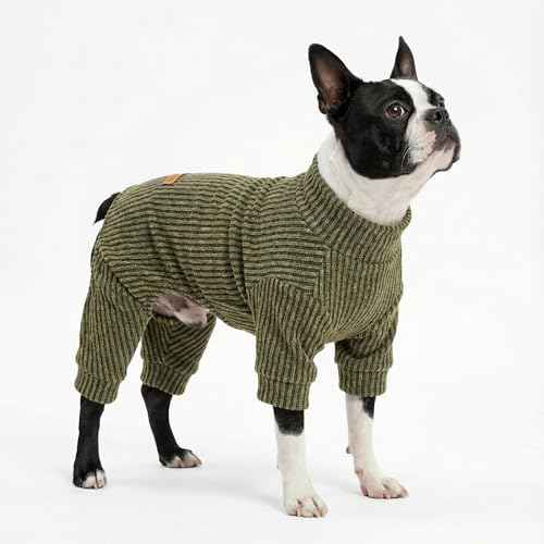 Mock Neck Knited Dog Pajamas (Large / Olive Green)