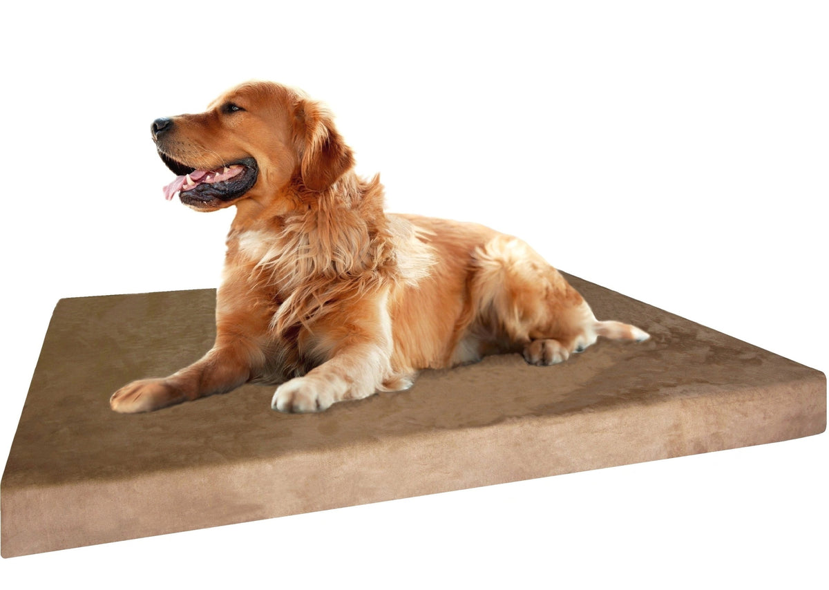 XL Durable Waterproof Dog Bed with Orthopedic Gel Cooling Memory Foam Pad for Medium to Large Pet (XL 40" Length X 35" Width / Microsuede in Brown)
