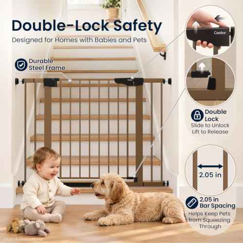 30 43" Wide Baby Gate (Brown / 30"-43" W x 30.5" H)
