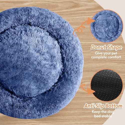 Calming Dog Beds Extra Large Sized Dog (Navy Blue / 45.0"L x 45.0"W x 10.0"Th)