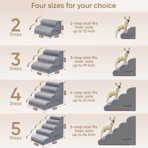 5 Step Pet Stairs for High Beds & Sofas (LightGrey / 5-step 22.8"H)