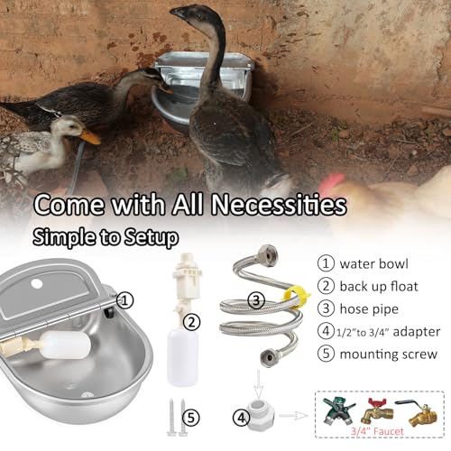 Automatic Water Dispenser Dog Water Bowl 304 Stainless Large Pet Waterer (Stainless Steel / Large)
