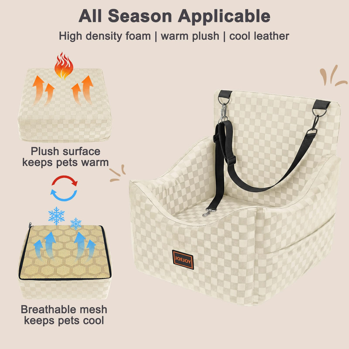 Elevated Dog Car Seat for Small (Medium / Beige)